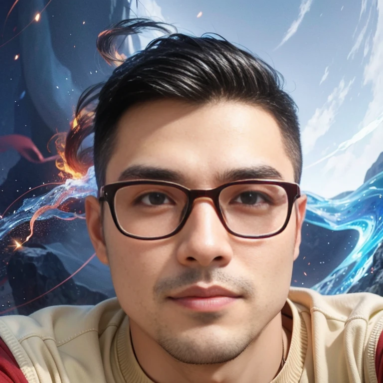 Aaraf wears glasses and wears a dark red shirt.,) Take a selfie, With the world behind, Avatar, 2 7 years, 2 8 years, Asian man, Age 2 9 years, Profile pictureเฮดช็อต,, Profile picture, 3 2 years - old man, 24 years old