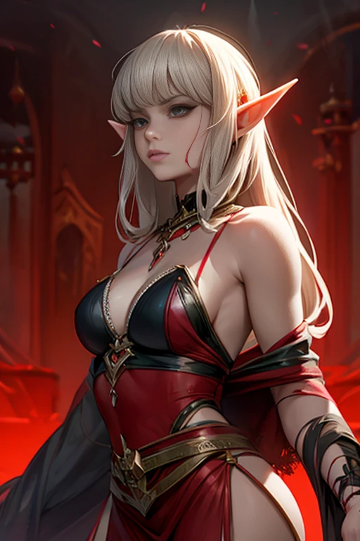  ((best quality)), ((masterpiece)), (detailed), 1girl, NSFW, small breasts, prominent collarbones, skinny arms, flat stomach, visible hip bones, long hair, red hair, white hair, blonde hair, dark hair, ponytail, thick ponytail, heavy ponytail, red and white clothing, Bloodborne inspired, occult aesthetic, occult, detailed and intricate steampunk and detailed gothic