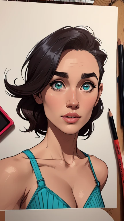 Personagem mulher ninja com marcas de guerras Imagem de desenho animado de uma mulher .Ilustra??o estilo desenho animado, estilo de arte dos desenhos animados, estilo de arte dos desenhos animados, digital illustration style, design de personagens altamente detalhado, arte digital detalhada coragem, Forest fan art, Design de personagens de retrato, beautiful digital illustration, retrato de alta qualidade, Arte em quadrinhos, mulher jovem cabelo com transas lindas . Beautiful lined eyes Medium large bust and wonderful sexy clothes. image expression of sexual desire from waist to head illustration Jennifer Connelly and Salma haiek