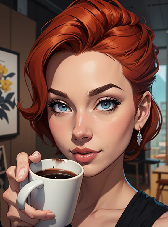 (estilo de desenho animado:1.2), Imagem de desenho animado de uma mulher com grande cabelo rosa, cups and coffee, garota funky super fofa, Ilustra??o estilo desenho animado, estilo de arte dos desenhos animados, estilo de arte dos desenhos animados, digital illustration style, design de personagens altamente detalhado, arte digital detalhada fofa, City fan art, Design de personagens de retrato, beautiful digital illustration, retrato de alta qualidade, Arte em quadrinhos, Retrato de design de personagens, Fundo floral