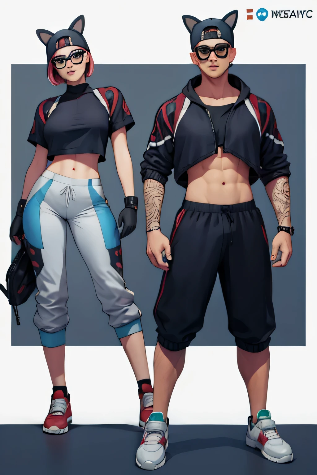 gafas de lince, with loose sports pants