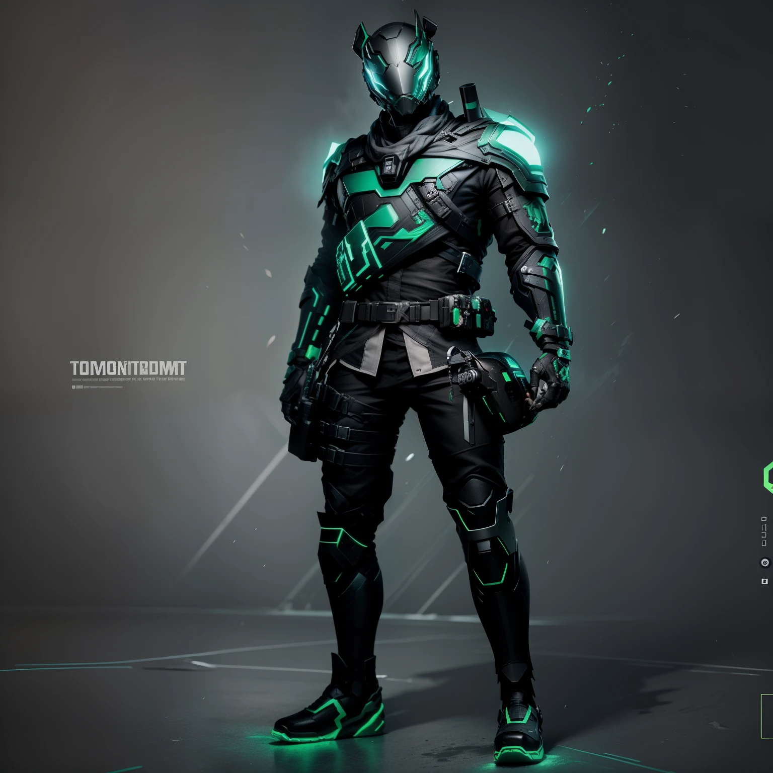 create an absolutely identical model from the source keep the green color keep the black color keep the gray color do not change the details of the mask on the face do not change the details of the head do not change the details of the face
