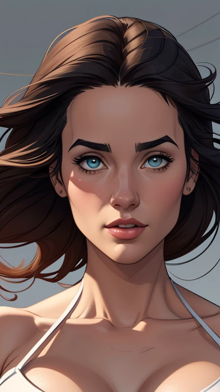 Personagem mulher ninja com marcas de guerras Imagem de desenho animado de uma mulher .Ilustra??o estilo desenho animado, estilo de arte dos desenhos animados, estilo de arte dos desenhos animados, digital illustration style, design de personagens altamente detalhado, arte digital detalhada coragem, Forest fan art, Design de personagens de retrato, beautiful digital illustration, retrato de alta qualidade, Arte em quadrinhos, mulher jovem cabelo com transas lindas . Beautiful lined eyes Medium large bust and wonderful sexy clothes. image expression of sexual desire from waist to head illustration Jennifer Connelly and Salma haiek