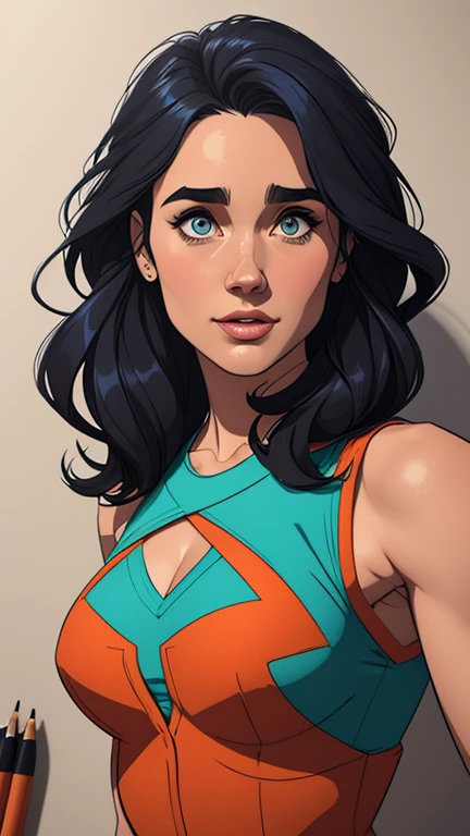 Personagem mulher ninja com marcas de guerras Imagem de desenho animado de uma mulher .cartoon style illustration, estilo de arte dos desenhos animados, estilo de arte dos desenhos animados, digital illustration style, design de personagens altamente detalhado, arte digital detalhada coragem, Forest fan art, Design de personagens de retrato, beautiful digital illustration, retrato de alta qualidade, Arte em quadrinhos, mulher jovem cabelo com transas lindas . Beautiful lined eyes Medium large bust and wonderful sexy clothes. image expression of sexual desire from waist to head illustration Jennifer Connelly and Salma haiek