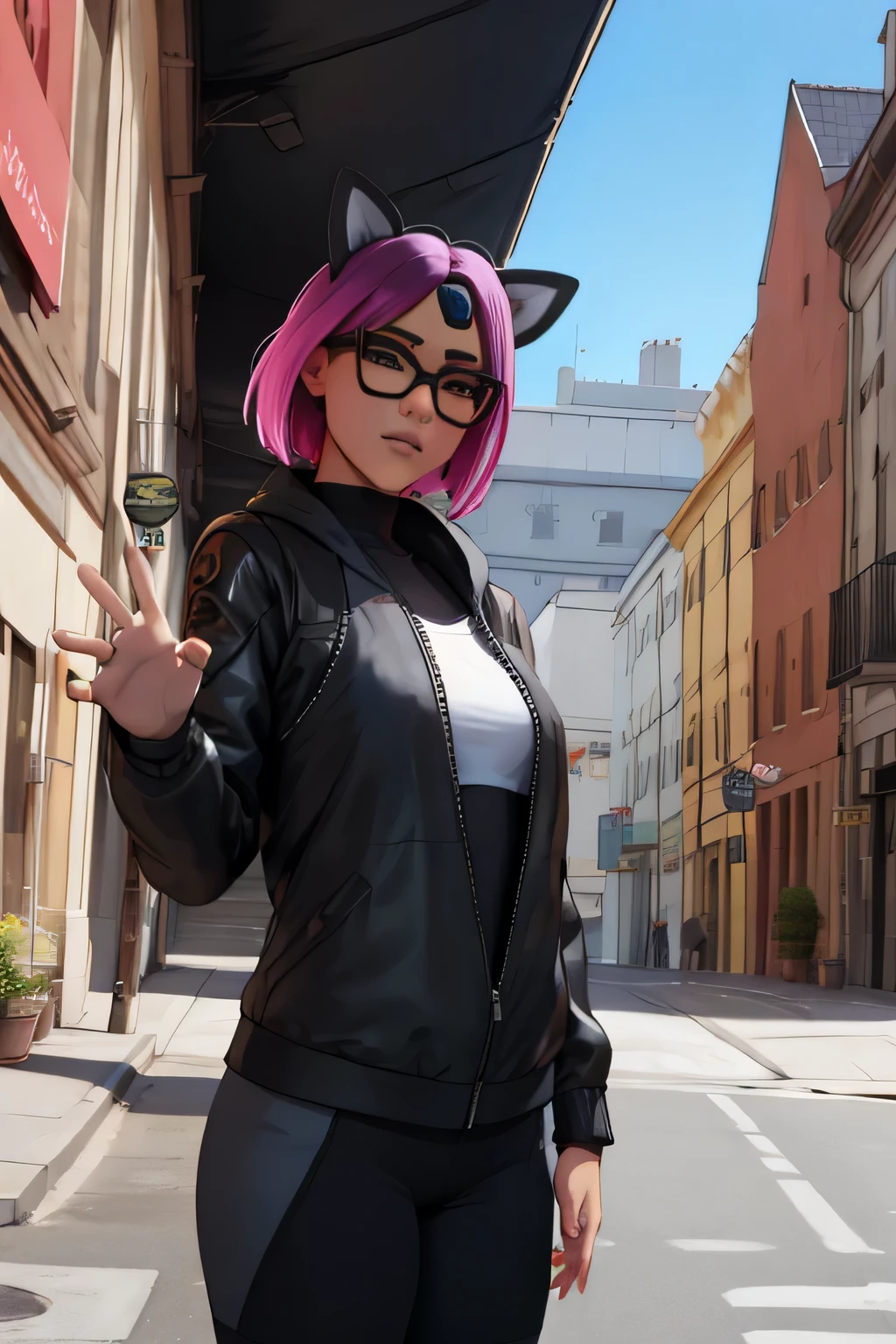 gafas de lince, con ropa techwear
