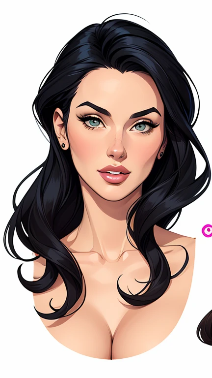 estilo de desenho animado:1.2), Monica Bellucci Brazilian woman draw ART Artline white background woman Cartoon image of a woman , roupas sensuais , garota super valente destemida , cartoon style illustration, estilo de arte dos desenhos animados, estilo de arte dos desenhos animados, digital illustration style, design de personagens altamente detalhado, arte digital detalhada fofa, City fan art, design de personagem retrato, beautiful digital illustration, retrato de alta qualidade, arte em quadrinhos, retrato do design do personagem, white background Busty without clothes and medium breasts female character cartoon style dressed as a halloween witch Monica Bellucci