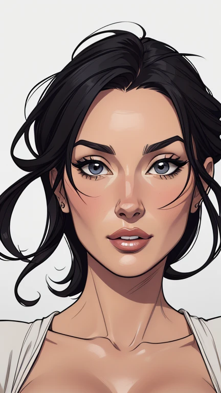 estilo de desenho animado:1.2), Monica Bellucci Brazilian woman draw ART Artline white background woman Cartoon image of a woman , roupas sensuais , garota super valente destemida , cartoon style illustration, estilo de arte dos desenhos animados, estilo de arte dos desenhos animados, digital illustration style, design de personagens altamente detalhado, arte digital detalhada fofa, City fan art, design de personagem retrato, beautiful digital illustration, retrato de alta qualidade, arte em quadrinhos, retrato do design do personagem, white background Busty without clothes and medium breasts female character cartoon style dressed in Fallout 4 uniform Monica Bellucci