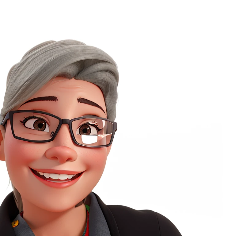 Uma mulher sorrindo, de oculos