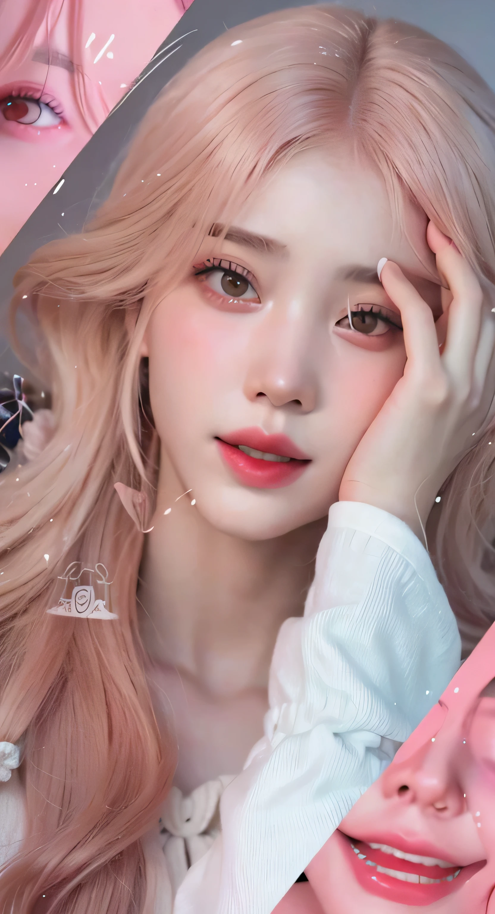 Chica de anime con cabello largo y rubio y ojos rosados sosteniendo un paraguas rosa, kawaii retrato realista, Estilo anime 3D realista, estilo realismo anime, Arte no estilo de guweiz, anime fotorrealista, inspirado en Yanjun Cheng, estilo de arte anime realista, anime hiper realista, realismo de anime, guweiz, anime semi realista, arte de anime realista, estilo de arte realista