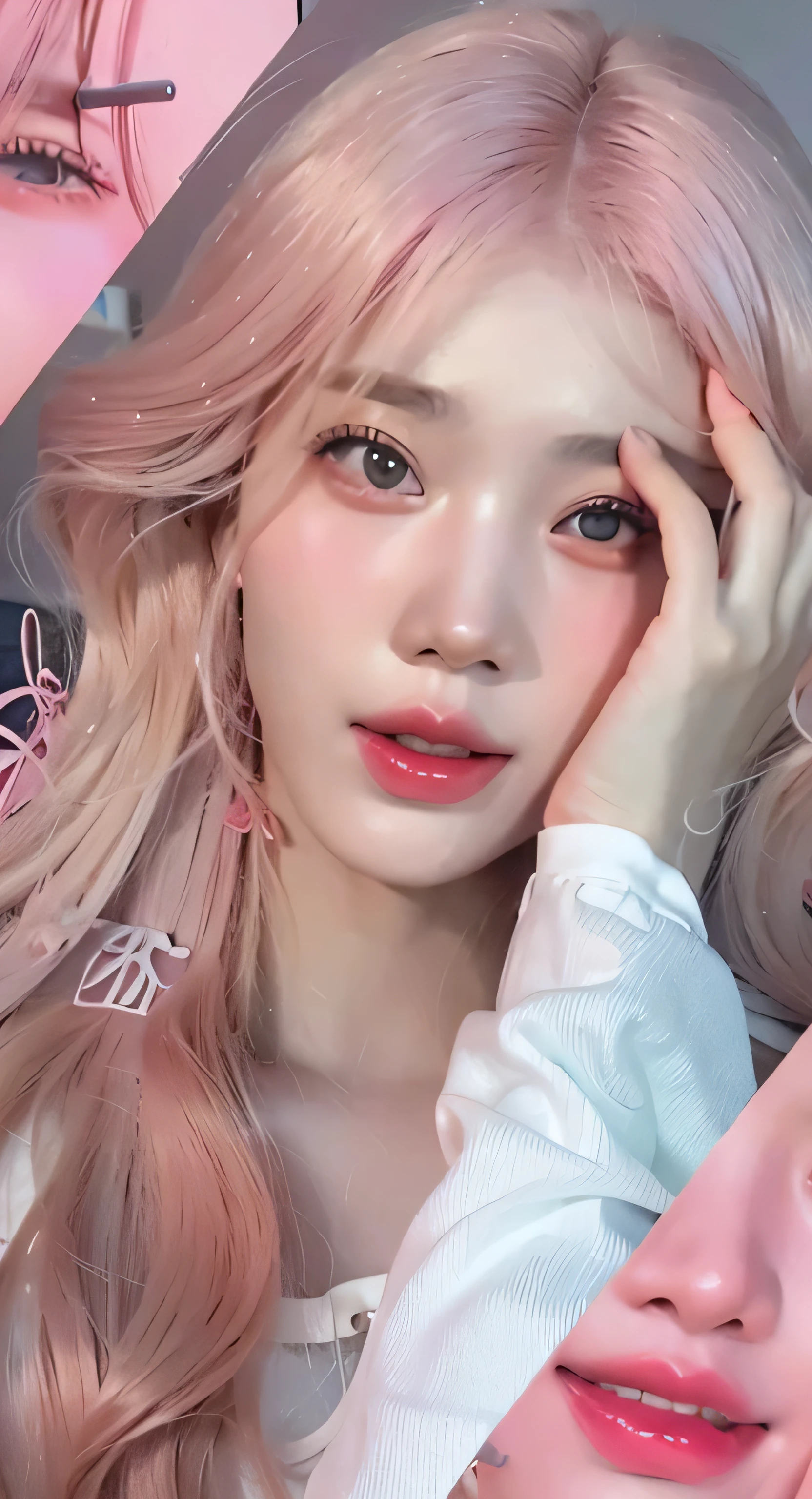 Chica de anime con cabello largo y rubio y ojos rosados sosteniendo un paraguas rosa, kawaii retrato realista, Estilo anime 3D realista, estilo realismo anime, Arte no estilo de guweiz, anime fotorrealista, inspirado en Yanjun Cheng, estilo de arte anime realista, anime hiper realista, realismo de anime, guweiz, anime semi realista, arte de anime realista, estilo de arte realista