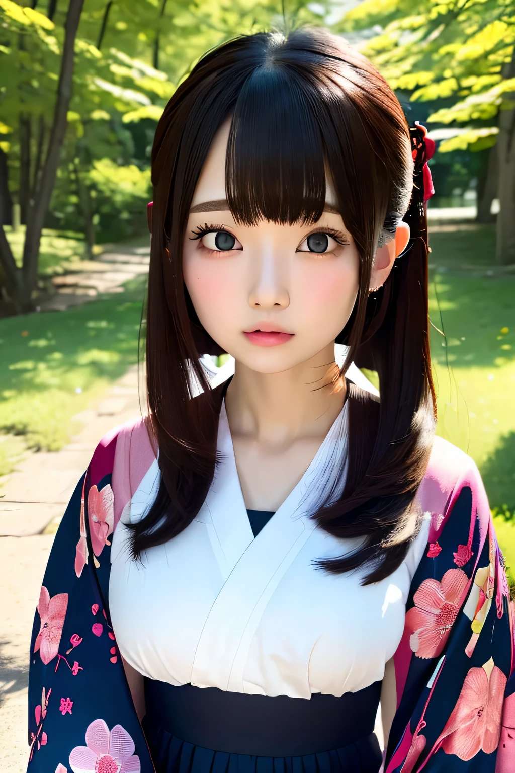 masterpiece, best quality, highres, 1girl 22 ahoge hair ornament, kimono