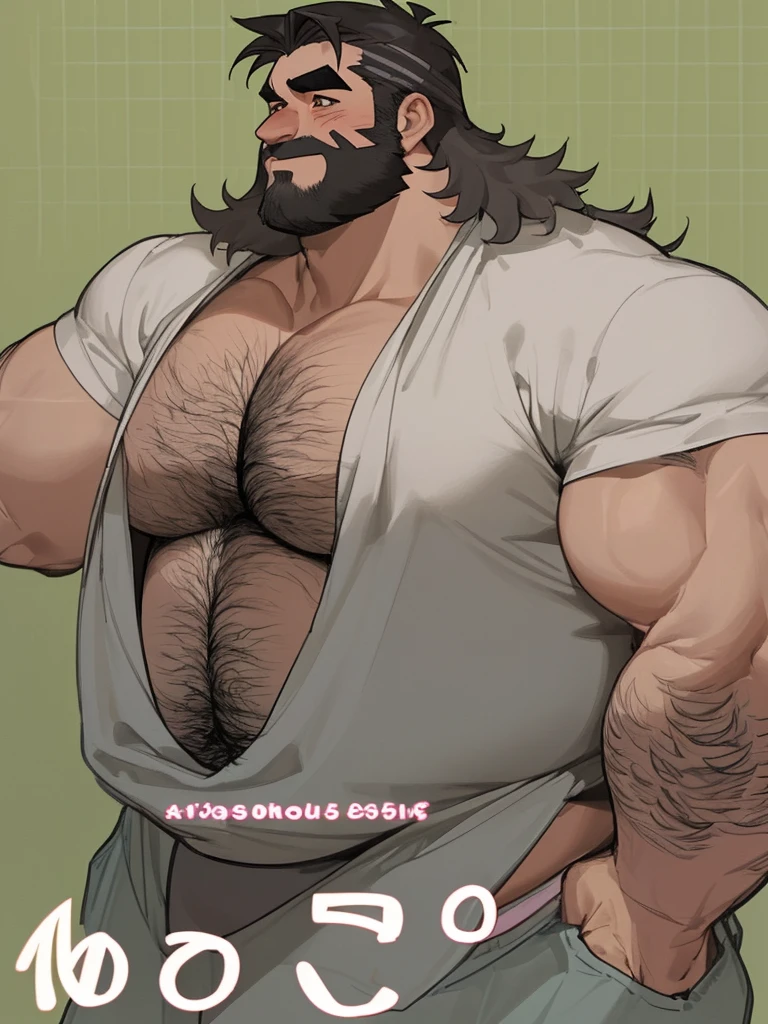 male people，he is about 50 years old,fat body,daddy type,Oversized muscles，Chest hair,underwear，musculous ,Gray body hair