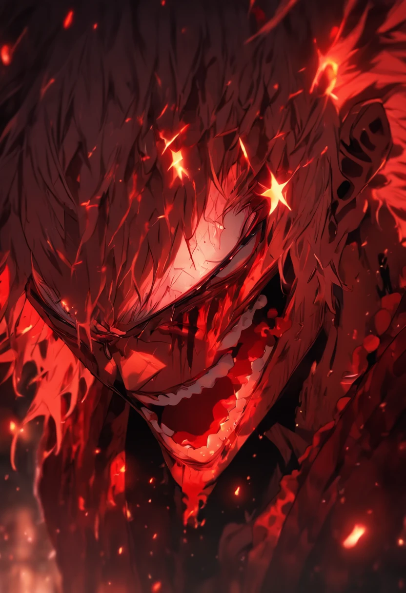 A crying man with a sadistic psychopathic face, white hair, covered in blood Smart lighting, aesthetic, cinematic 