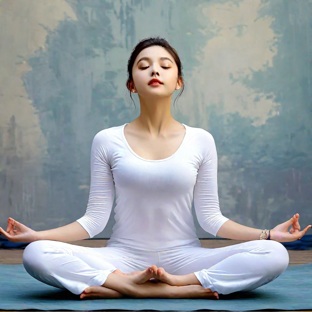 (masterpiece, best quality:1.2), Lotus Pose, solo,1girl,look up,front view