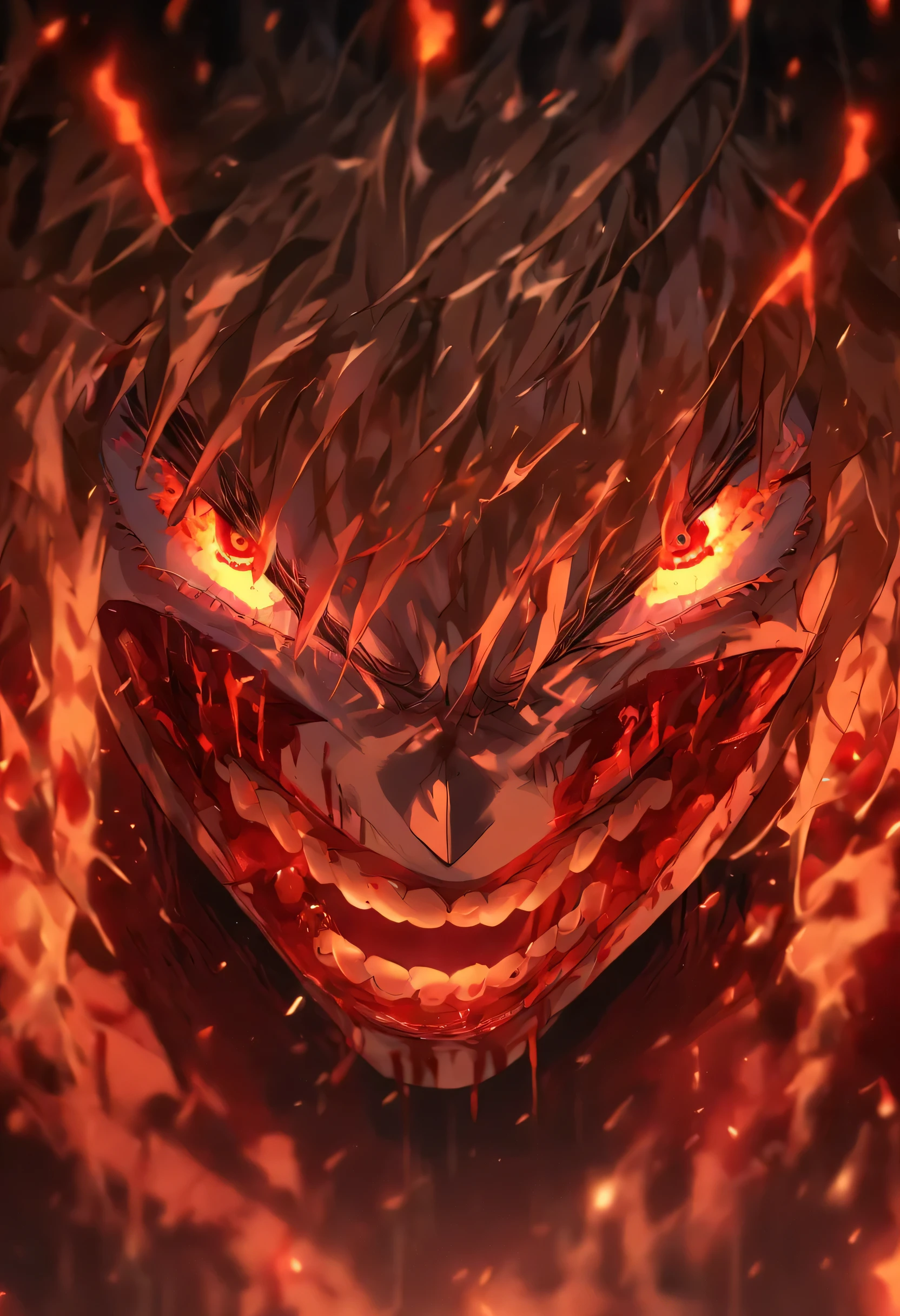 A crying man with a sadistic psychopathic face, white hair, covered in blood Smart lighting, aesthetic, cinematic