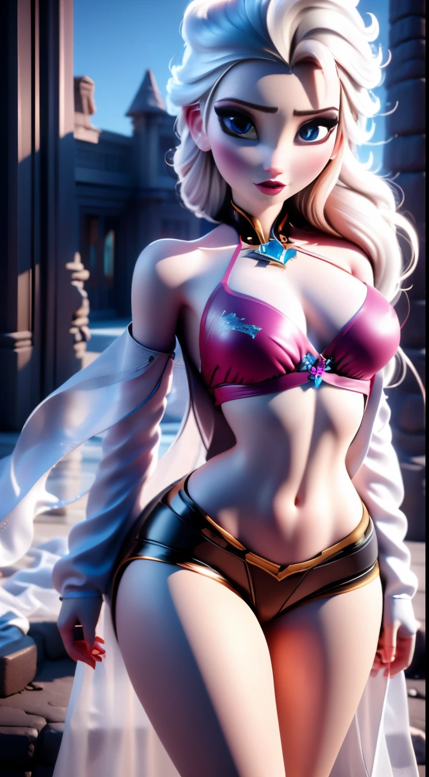 (elsa frozen-rose quartz SU mezclando modelos .) (ultra FUSION) Highly detailed CG unity 8k wallpaper, style shot, complex, high detail, dramatic, highest quality movie still image, very detailed, masterpiece, best quality, character design, Elsa, Elsa from Frozen,Pink Diamond fusion (( Dark style)), realistic ultra-detailed rendering style, natural light, sharp character design, (hard focus, 8k), (((natural skin texture))), 8k textures, soft cinematic lighting, adobe lightroom, dark room, hdr, Sophisticated, Elegant, Rich Detail, Sharp Focuilm Look) )), Soothing Tones, Detail Frenzy, Intricate Detail, Super Detail, Low Contrast, Soft Film Lighting, Dull Colors, Exposure Blending, HDR, Fade, 35mm, f/1.4, ISO64, f16, 25 sec.