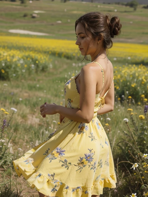 Stunning ager at park,wearing pink-style sundress, (beautiful,detailed,expressive) eyes,(beautiful,detailed) lips,(thick,strong,slim) body, confident posture, (perfect, flawless) skin, (long, flowing) hair, (youthful, radiant) smile, surrounded by vibrant flowers, (lush, green) grass, (tall, majestic) trees, (bright, warm) sunlight, (gentle, refreshing) breeze, (serene, peaceful) atmosphere. (Best quality, high-resolution) image with (ultra-detailed, vivid) colors and (sharp, clear) focus, capturing the (natural, realistic) beauty of the scene. [HDR, UHD] lighting for enhanced depth and richness. (Photorealistic, fine-art) style with a touch of (romantic, dreamlike) ambiance, blending elements of (portrait, nature) photography, ((short dress:1.25)), (((ass exposed:1.28))), low angle camera shot, fit and tone, thin waist and legs