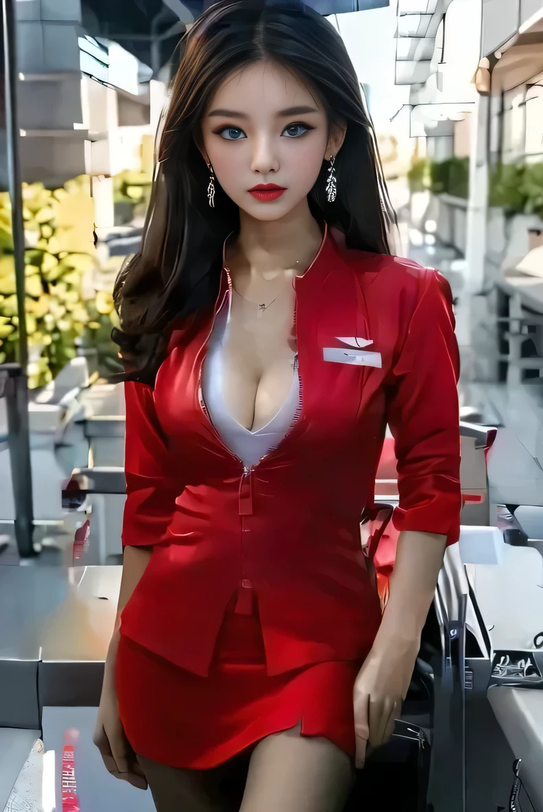 Young Asian Woman、blue eyes、Captivating look、Earrings