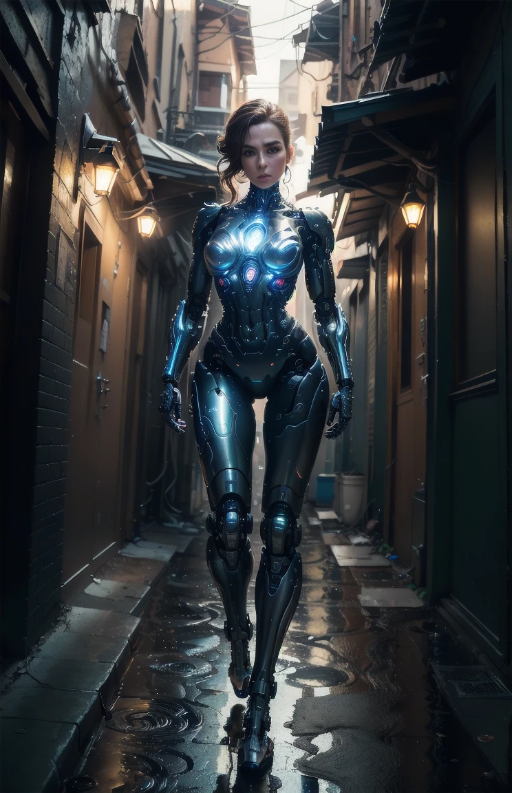 (Best quality, 4K, 8 k, A high resolution, masterpiece:1.2), absurdity, masterpiece, ultra detailed, (realistic, photorealistic, photorealistic:1.37), complex parts, HDR, (complex parts:1.12), (hyper detailed, hyper realistic, Soft lighting, spicy:1.2), beautiful figure, Magnificent Anatomy, (complex part, Hyper detailed:1.15), cyborg woman sneaks around like a cat on all fours