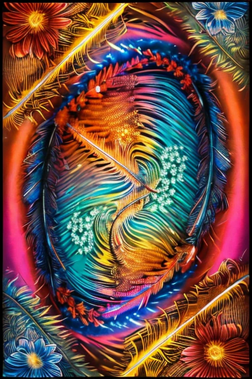 (official art, Beautiful and beautiful:1.2), (1 Girl:1.3),(Fractal Art:1.1),(rich and colorful:1.1)(Flowers:1.3),The most detailed,(Zentangle:1.2), whole body, (Abstract Background:1.3), (Glowing skin), (Many colors:1.4), ,(earrings), (feather:1.5),