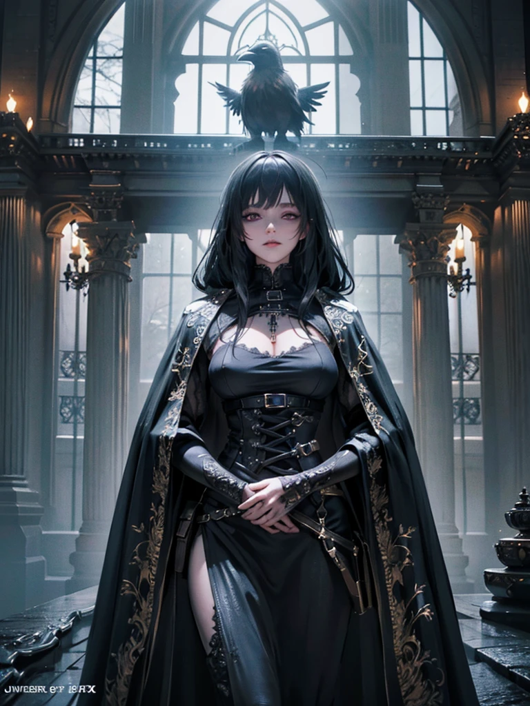 (dark magic), (grim), the raven, (intricate details), (hyperdetailed), 8k hdr, high detailed, lot of details, high quality, soft cinematic light, dramatic atmosphere, atmospheric perspective