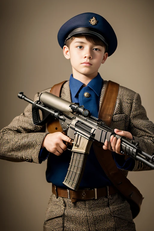 masterpiece, best quality, 1 boy, Cowboy shooting, Delicateeyes, military uniform,  AK 47, current, Kalashnikov_步gun, assault_步gun, Keep_gun