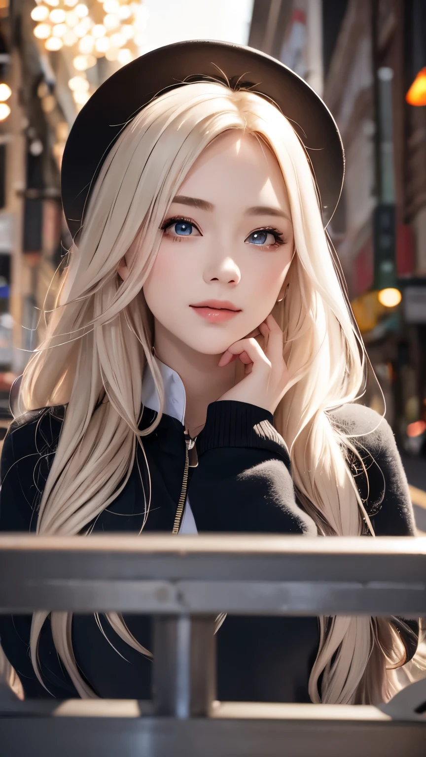 (masterpiece), (best quality), 1 Girl, (perfect face:1.2), (Pretty Face:1.2), platinum blonde, (From below, Upper Body:1.3), Happy, A faint smile, Looking at the audience, posture,
winter coat, outdoor, winter, snow, at night, Wheels within wheels, Depth of Field, Movie Lighting,
