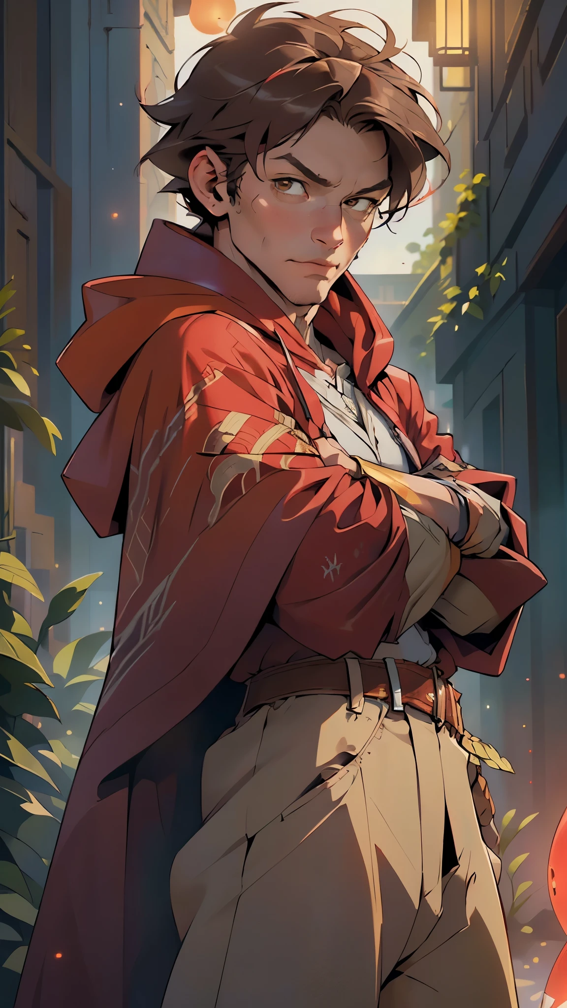 (((Dante Alighieri))),(pectoral,man chest), (45 year old man),mature,((1male,1 male,1man,man,male gender:1.5,male focus)),(((dark brown hair))),(((brown_eyes:1.3))),intricate eyes,beautiful detailed eyes,symmetrical eyes,penetrating eyes,((detailed face)), (A middle-aged German man with a strong jaw),(robust and muscular complexion, long face and broad forehead,prominent nose),
serious face,,
((14th century clothing, Trecento clothing, poet clothing)),(( long loose deep red tunic, similar to that worn by poets and philosophers of the time)), (gold embroidery on the cuffs and collar, gold belt), (red cloak lined with white fur, which was fastened with a gold brooch on the chest), ((deep red tunic, similar to the color of red wine, long and loose tunic, with long and wide sleeves)), ((red hood, laurel wreath on the hood:1.5)),((bulge in pants))
(dynamic pose:1.0),mocking,(centered,scale to fit dimensions,Rule of thirds),
((((surrounded by tiny orbs of bright red light that float and spin around him)))),
indoor,((Victorian style dark palace at night)),scenery:1.25,intricate scenery,extremely scenery,((Victorian style dark palace in the background)),
(Glossy Victorian era ornaments),highres,sharp focus,(ultra detailed,extremely detailed),(photorealistic artwork:1.37),(extremely detailed CG unity 8k wallpaper),(((vibrant colors,vibrant theme))),(intricate),(masterpiece),(best quality),artistic photography,(photography taken by sldr),(intricate background),perfect rendered face,perfect face details,realistic face,photo realistic,((intricate detail)),(((realism))),