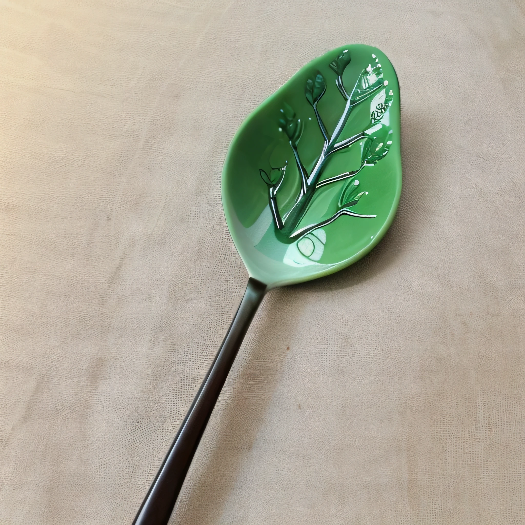 leaf pattern on the spoon