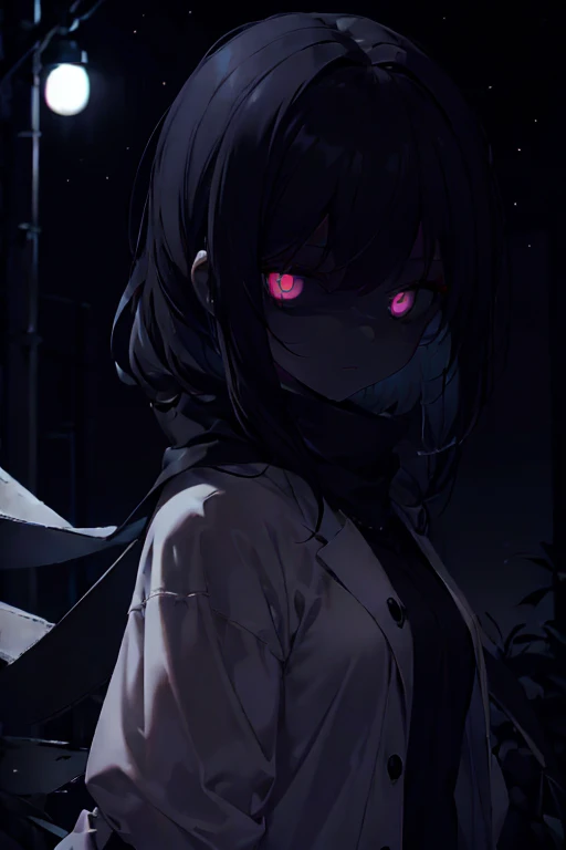 1girl, dark theme, dark, white eyes (at night, darkness, no light:1.5), (glowing eyes:1.25)
