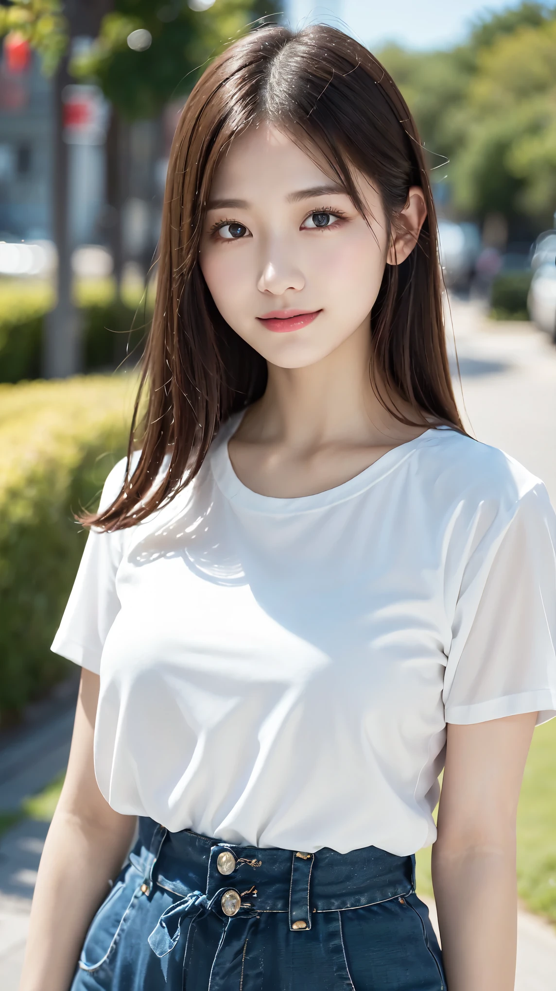 White Shirt、full body shot、Complex and beautiful eyes、woman、womanらしい髪型、Natural color lip、bold and sexy pose、smile、Ocean、((18歳woman:1.ung adorable Japanese face, Official Art,Highly detailed CG Unity 8k wallpaper,(masterpiece:1.0),(highest quality:1.0), 超A high resolution,4k,Very detailed, photo shoot, 8K, nffsw, High resolution, Kodak Portrait 400, Film Grain, Lens Flare Glow,高いest quality,8K,nffsw:1.2),Portrait Shot,8K、View Viewer