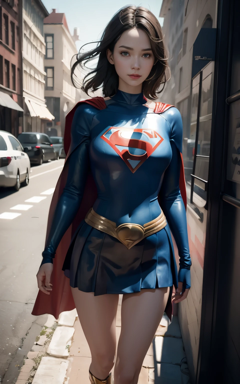 Super Girl, Mysterious smile, 3D magic details, James Jean Soft Light, 4K, yuri shwedoff and tom bagshaw, Beautiful digital art work, Sylvain Sarel and Igor Mosky, full-body shot