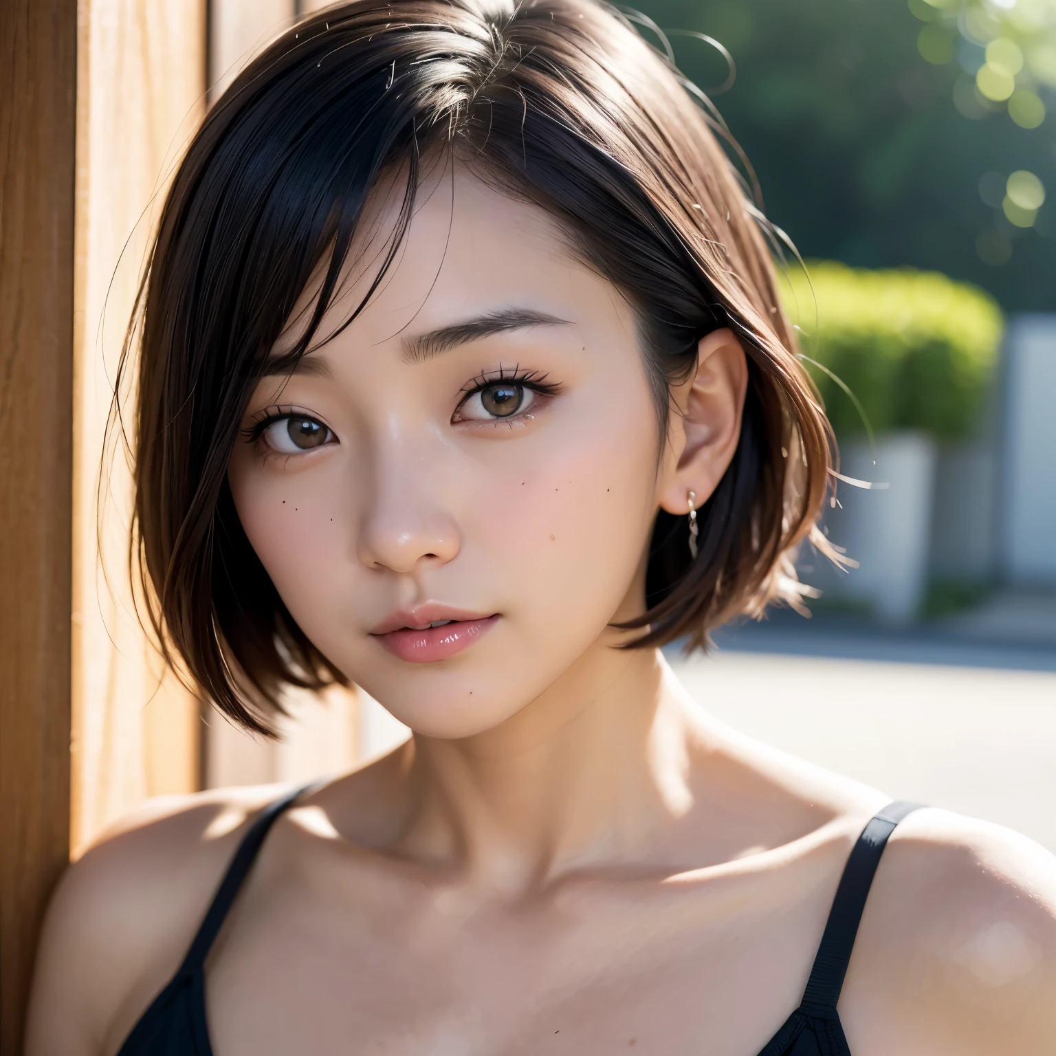photorealistic、Natural lighting、Close-up of a woman with short hair Yoshitomo Nara, Ayaka, Japanese facial features, Hole in the Motto, Narumi Kakinouchi, Real young gravure idol, nanae kawahara, Chiho, Another close-up of Iwakura, Cute girl - Beautiful face
