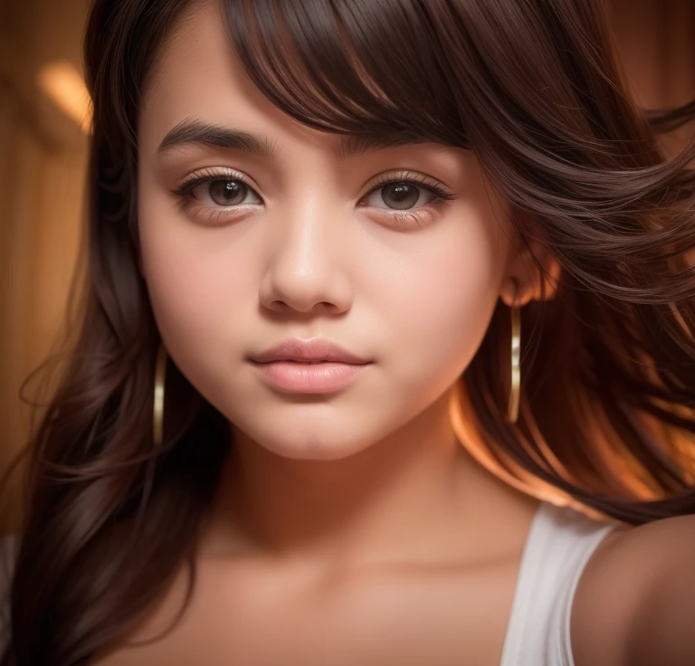 there is a woman with a flowered top and hoop earrings, 23 indian girl with fair skin, 22 years old, 20 years old, selfie of a young girl, 19 years old, headshot profile picture, 23 years old, with accurate face, (realistic:1.0) ultra hd 8k, (epicrealism:0.5) 