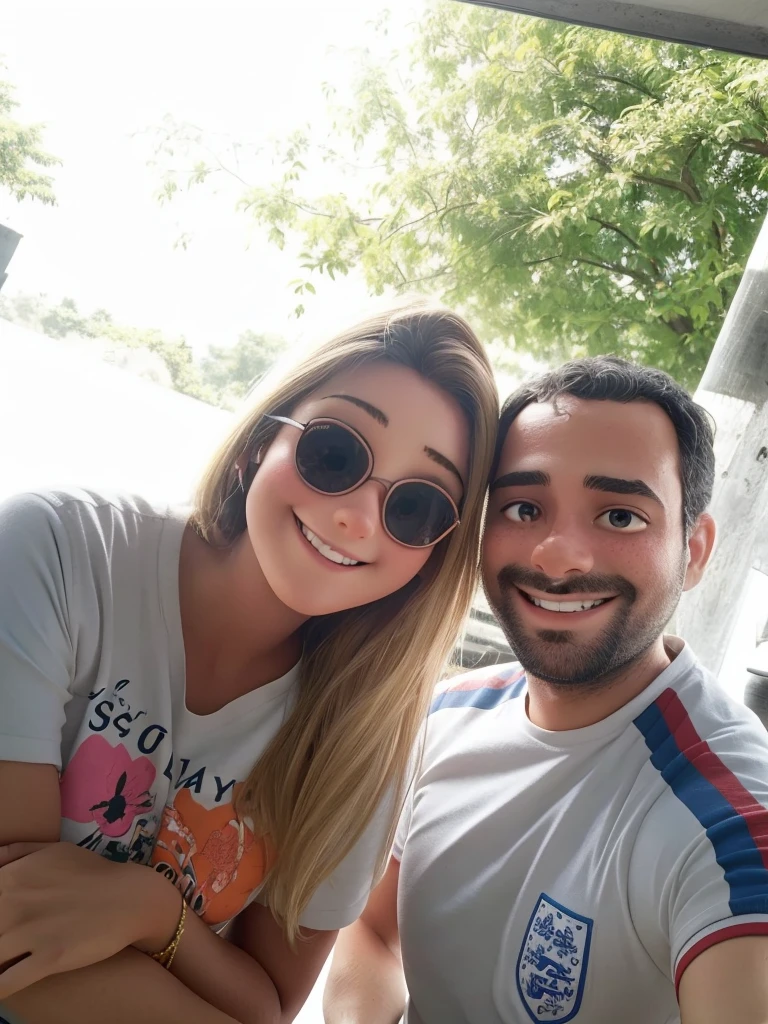 dois amigos sorridentes, garota sorridente, garoto feliz, amizade, pele clara, alta qualidade, estilo pixar, clima amistoso