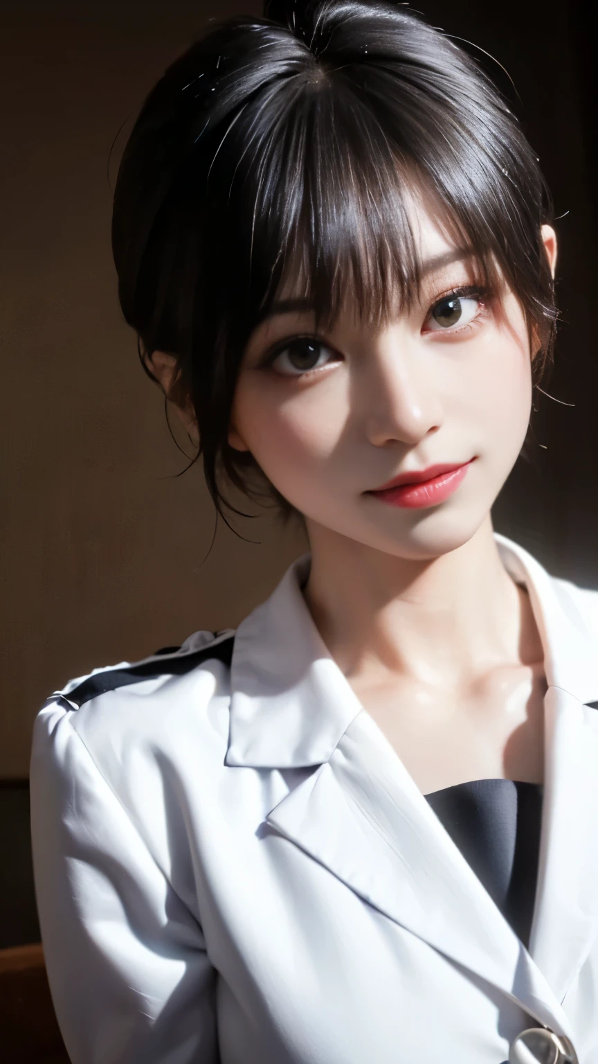 (masterpiece, highest quality, highest quality, Official Art, beautifully、aesthetic:1.2), Cinema Lighting、(Key light at 45 degrees from the front,Orange Fill Light、Soft Blue Backlight、Strong Shadows、Blue and orange color palette), Accurate human body、Someone knowledgeable、Correct five-finger、4K - ultra-vivid、highest quality, masterpiece, Ultra-high resolution, Detailed Background、The perfect background、(Little devil smile、Mesgaquismiles:1.5), 　　　　　　　　　　　　　

((Oily skin,Glowing Skin、Realistic skin texture、Beautiful skin in every detail、Shiny skin、Slimy skin、Glowing Skin、Shiny skin)), White skin, Real human skin, (Familiar), Oval Face, pore, Ultra-high resolution, (8k, RAW Photos, Realistic: 1.4), One Girl, slim, (kind, Goddess-like eyes) happiness: 1.2), (Lip gloss, eyelash, Gloss Face, highest quality, Ultra-high resolution, Wide Lighting, Natural Shading)、(sexy), Absolute area、long beautiful thin legs、Short length、(恍惚のな笑顔の表情:0.8,)  (Random time, place and uniform:1.8)、Alluring、Provocative Pose、Seductive pose