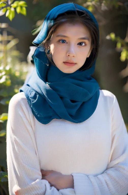 00:41:55 
Expires in 13 Day(s)
(Best quality, masterpiece) ,(nikon RAW photo, 8 k, Fujifilm) , 1girl, mature female, (hijab, blue ocean hijab:1.2) , casual outfit, very huge breast,giant ,  professional lighting, dramatic lighting, medium close shot, (serious expression), emotionless, looking to viewer, outdoor, depth of field,
