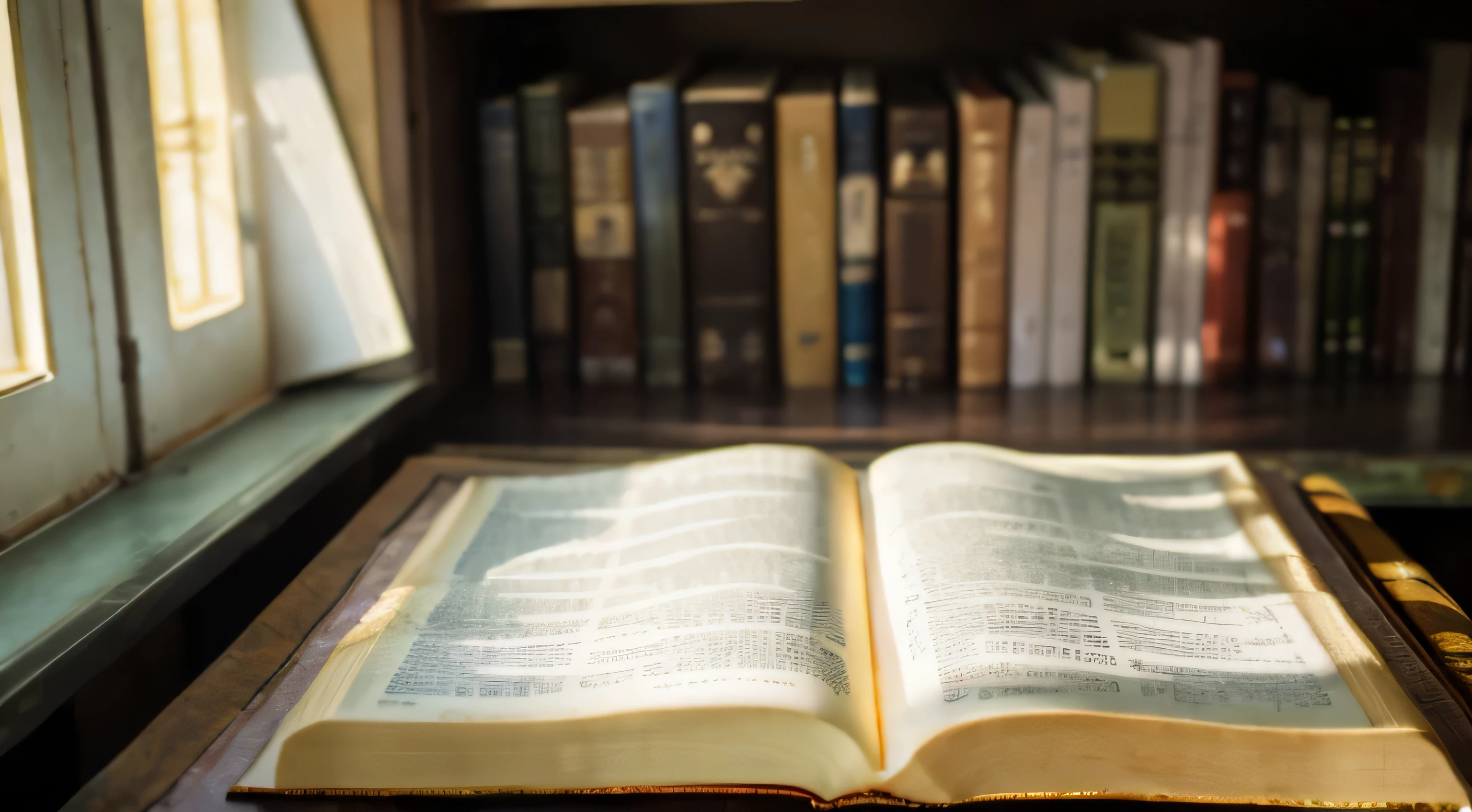 open bible、machine、Study、lots of books、Subdued Light、high resolution、