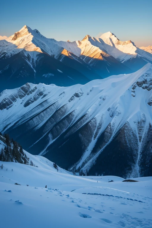 Snow Mountain，Blue sky，peak，grassland