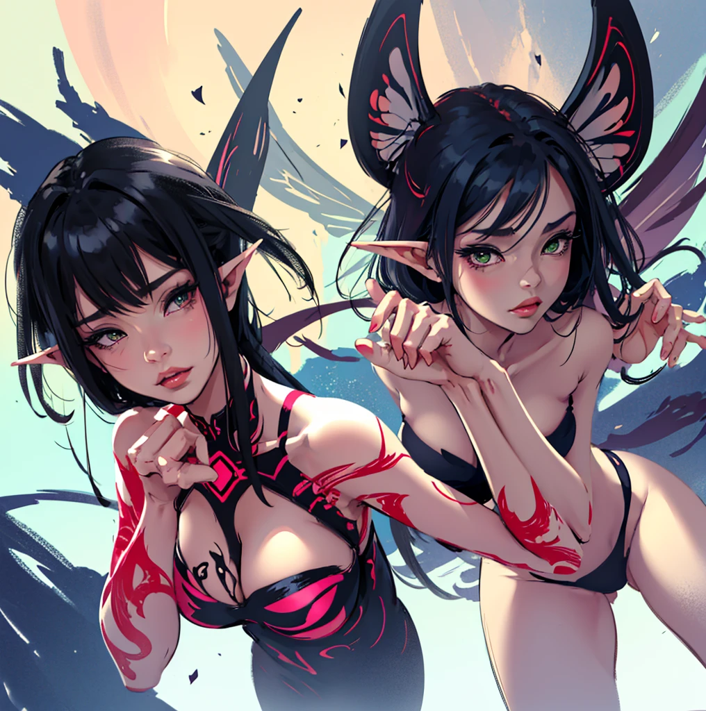 sketches of a woman in a bikini and a man in a swim suit, hands behind her body pose!, various pose, sketchy artstyle, anime pose, ecchi anime style, various poses, ecchi style, clean anime outlines, some trees in the background, anime proportions, character is in her natural pose, speed painting and scribble art, Toshi Densetsu, Muramata-San No Himitsu, Fella Hame Lips, Dokidoki Little Ooyasan, Youkoso! Sukebe Elf No Mori E, Real Eroge Situation Season 1 & 2, Okusama Wa Moto Yariman, Eroge H Mo Game Mo Kaihatsu Zanmai, Shishunki Sex, Shojo Sect – Innocent Lovers, Araiya-san! Ore to aitsu ga onnayu de!?, anime pose ,white background,full body, monochrome tone, painting of a colorful abstract design with a red and green design, portrait of an insectoid, cosmic horror entity with wings, insectoid, portrait of a cosmic entity, portrait of a alien insect, portre of a psyschonaut demon, face of a alien deity, portrait of a digital shaman, official artwork, the nonlinear. digital painting