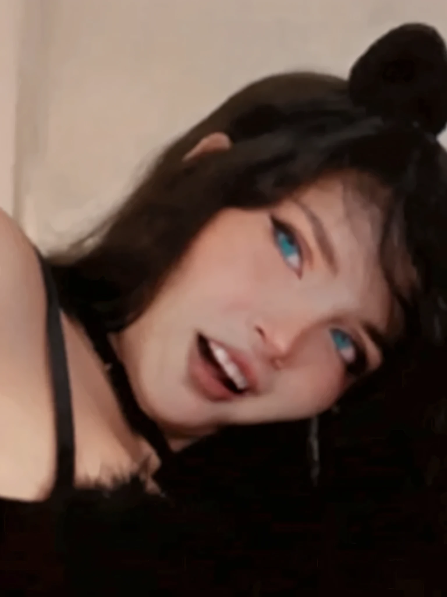 (pov:1.5), ((fellatio, upper body, solo,1girl,  1boy,   ))  ,((blowjob)),  ultra realistic 8k cg, perfect lighting, beautiful eyes, 4k, (highres:1.1), best quality, (head tilt:1.3),  ((cum)),, (cum in breasts)  ,watermark, (human cock),(penis)  ,best quality,ultra high res,(( huge breasts,  ,large breasts)),, glowing eye,half-closed eyes, green eyes,  , straight hair ,(black hair),ulzzang-6500:1.0,very long hair, 　straight hair ,aged down ,black thighhighs, (earrings), evil smile, 