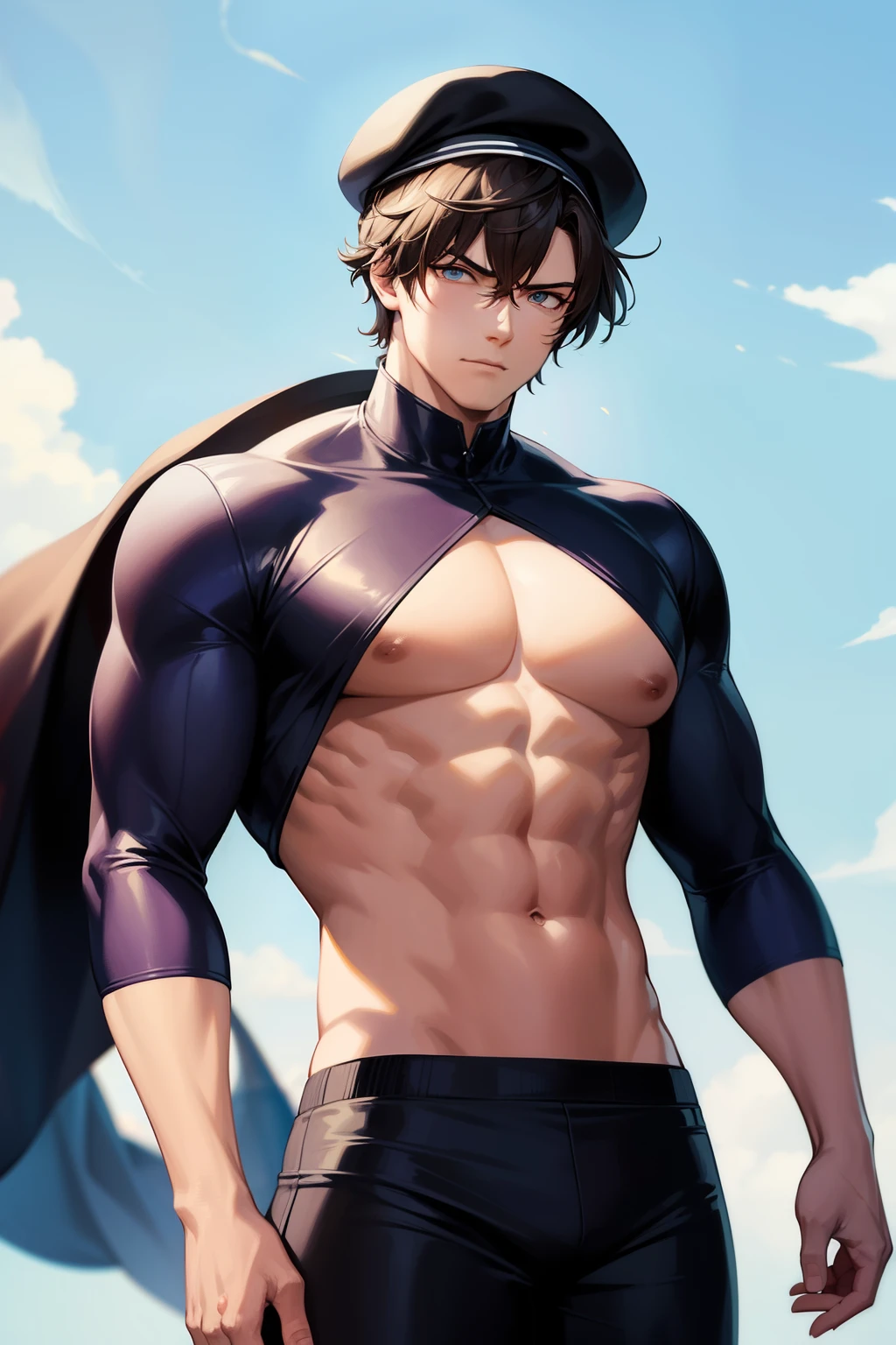In the vibrant world of berrypunk, a comic character comes to life with monumental forms and heroic masculinity. His skin is a rich blend of light brown and dark azure, reflecting the rasquache aesthetic. His vast chest and broad shoulders exude strength and power, making him an embodiment of heroic masculinity.
This intricately designed character wears a beret tilted to one side, adding a touch of quirkiness to his appearance. His eyes, deep set and piercing, hold a fierce intensity that demands attention. His features are subtly detailed, reminiscent of Frank Quitely's illustrative style.
creative commons attribution: