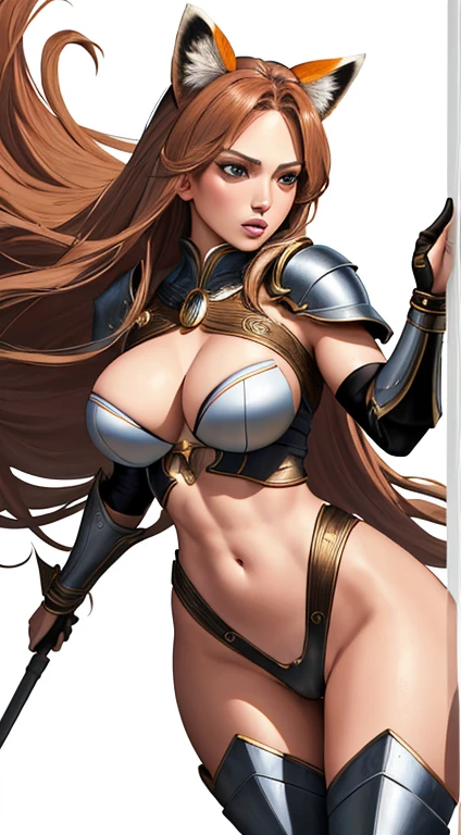 masterpiece, superlative, woman, female general , alone, Bust Close-up, White background, monochrome, draw line, ((illustration)), (1girl:1) masterpiece, highest quality, (pubic hair:1), (NSFW:1.3), (naked:1), (perfect face:1), dramatic, long hair, curvy, red panda ears, detailed eyes, art by artgerm and greg rutkowski, cinematic lighting, 25 yo, Jennifer Lopez, natural, amazing body, pronounced feminine feature, flirting with camera, (big breasts:1), (Adult Film Star:1), (action pose:1), ancient fantasy, impractical armor, (elegant hands:1)