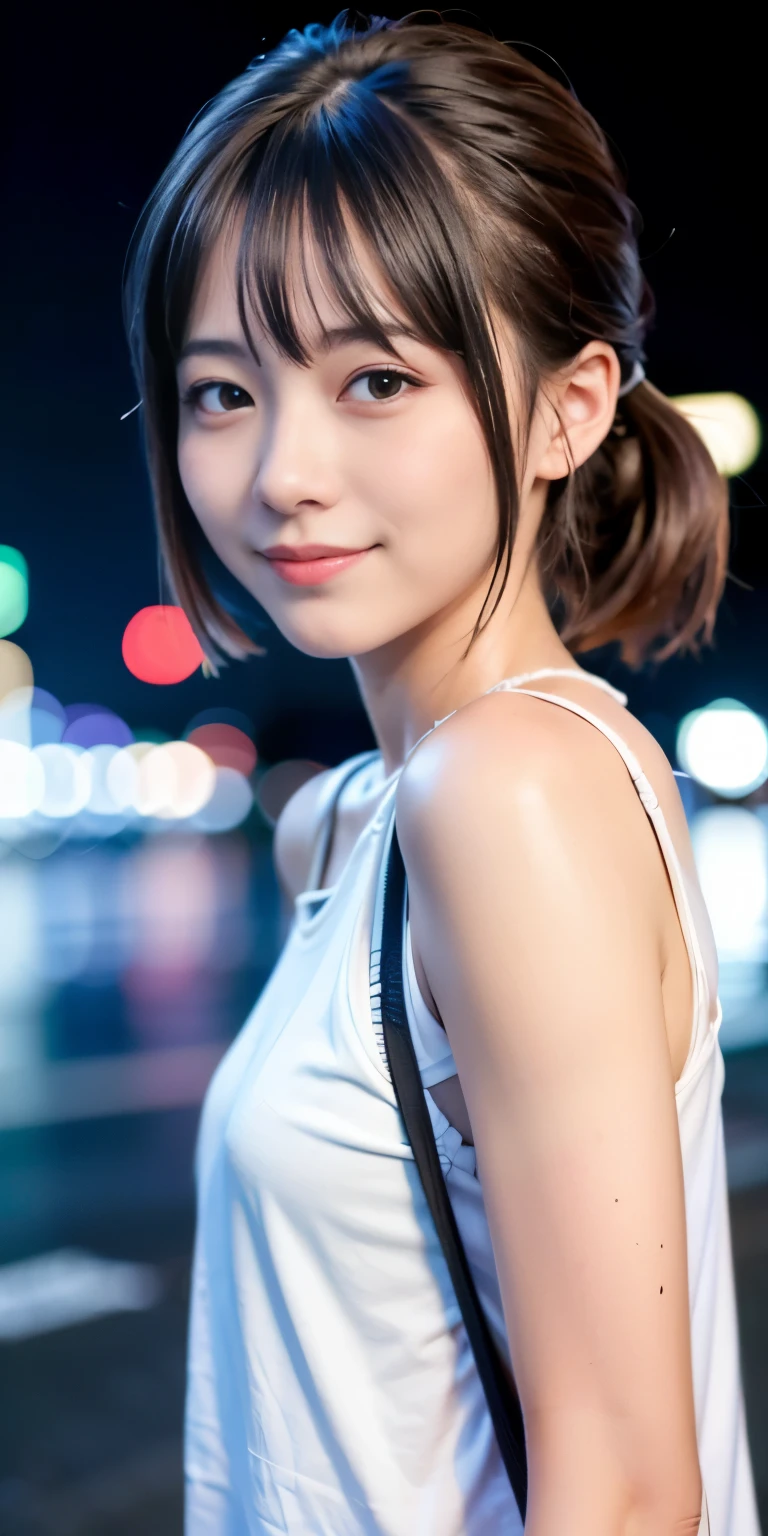 Arafed asian woman with a white top and black bag - SeaArt AI