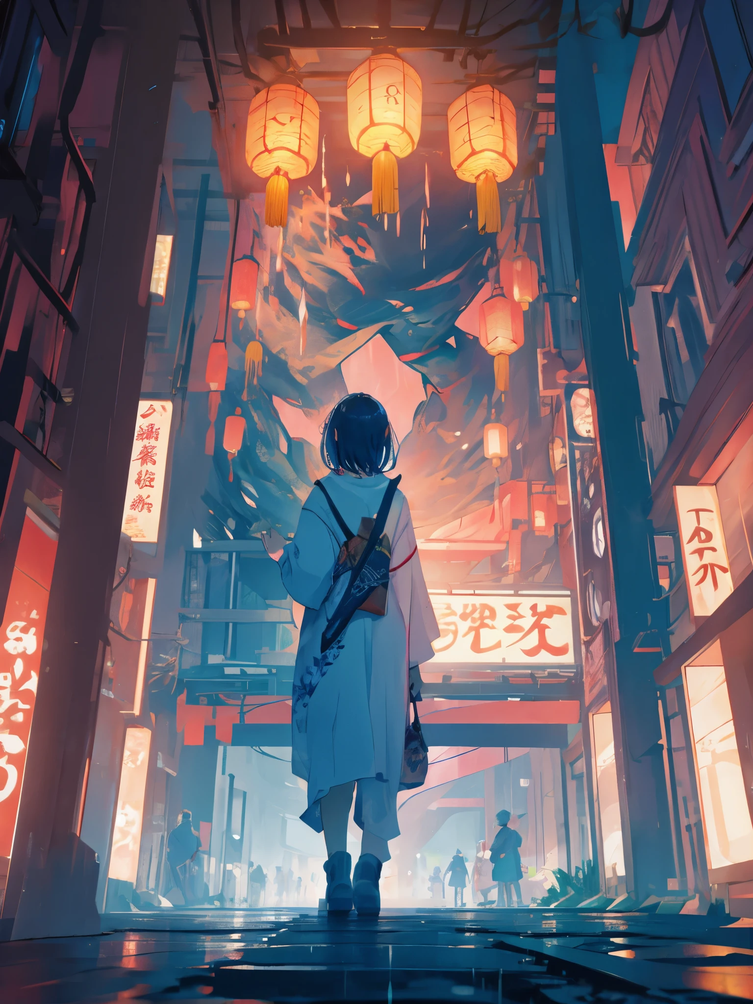 panoramic view of a village with many lights on the buildings, cidade chinesa sonhadora, aldeia chinesa, amazing wallpaper, cidade japonesa, vila japonesa, foto hiper-realista de uma cidade, old asian village, cidade japonesa, por Raymond Han, noite chuvosa, cyberpunk chinese ancient castle, beautifully lit buildings, at night during the rain, beautiful and aesthetic, fotografia, cinematic, 8k, altamente detalhado ((chuva pesada)))