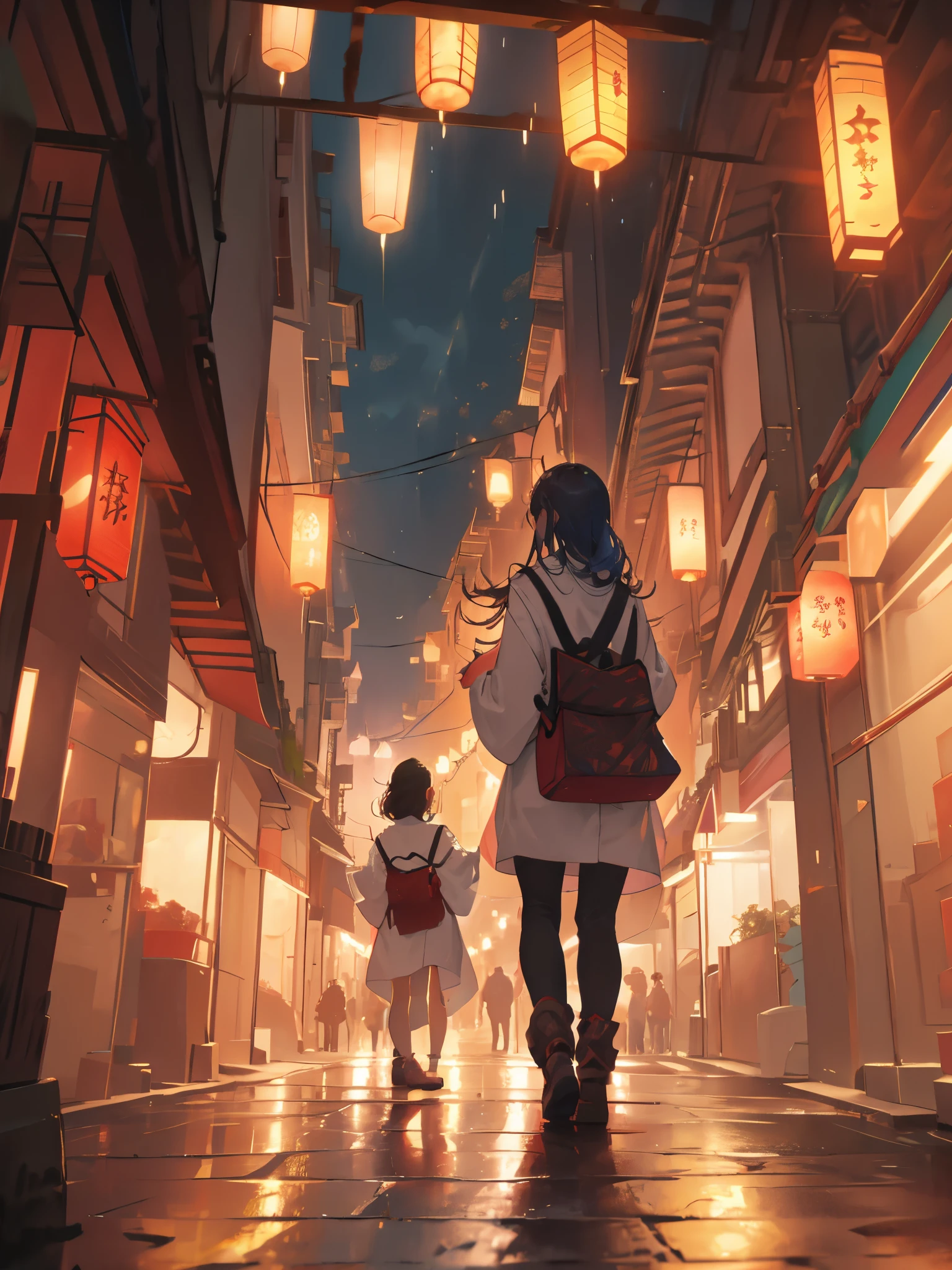 panoramic view of a village with many lights on the buildings, cidade chinesa sonhadora, aldeia chinesa, amazing wallpaper, cidade japonesa, vila japonesa, foto hiper-realista de uma cidade, old asian village, cidade japonesa, por Raymond Han, noite chuvosa, cyberpunk chinese ancient castle, beautifully lit buildings, at night during the rain, beautiful and aesthetic, fotografia, cinematic, 8k, altamente detalhado ((chuva pesada)))