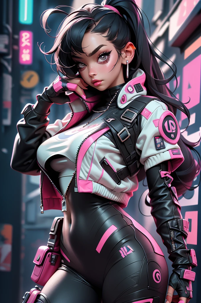 ((Best Quality, best resolution, award-winning portrait, official art)), ((perfect Masterpiece)), ((Realistic)) and ultra-detailed photography of a 1nerdy cyberpunk girl with goth and post apocalyptic colors. She has ((long black hair)), wears a (Harajuku-inspired cyberpunk tech-wear top) and a (Harajuku-inspired cyberpunk tech-wear bottom:1.2) , ((the most beautiful and sexy aesthetic)), sexy, super huge enormously gigantic , cleavage showing, hot, sexy, seductive, slutty
