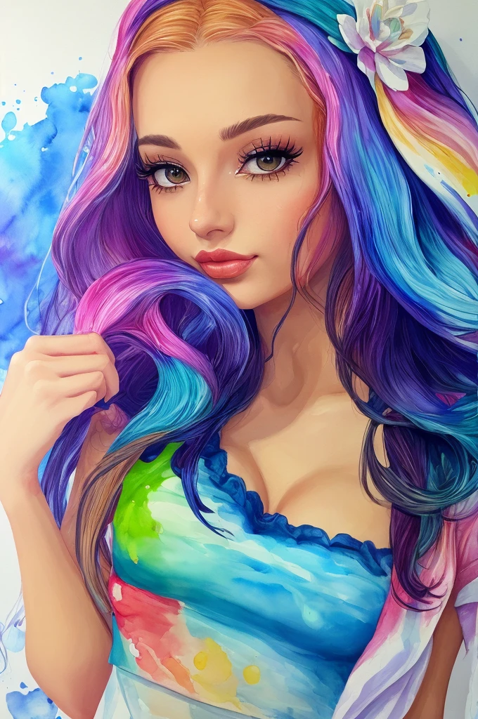 IcedMocha  is the queen of rainbow magic, anime Character Design, Unreal Engine, Beautiful, Tumblr Aesthetic,  Hd Photography, Hyperrealism, Beautiful Watercolor Painting, Realistic, Detailed, Painting By Olga Shvartsur, Svetlana Novikova, Fine Art