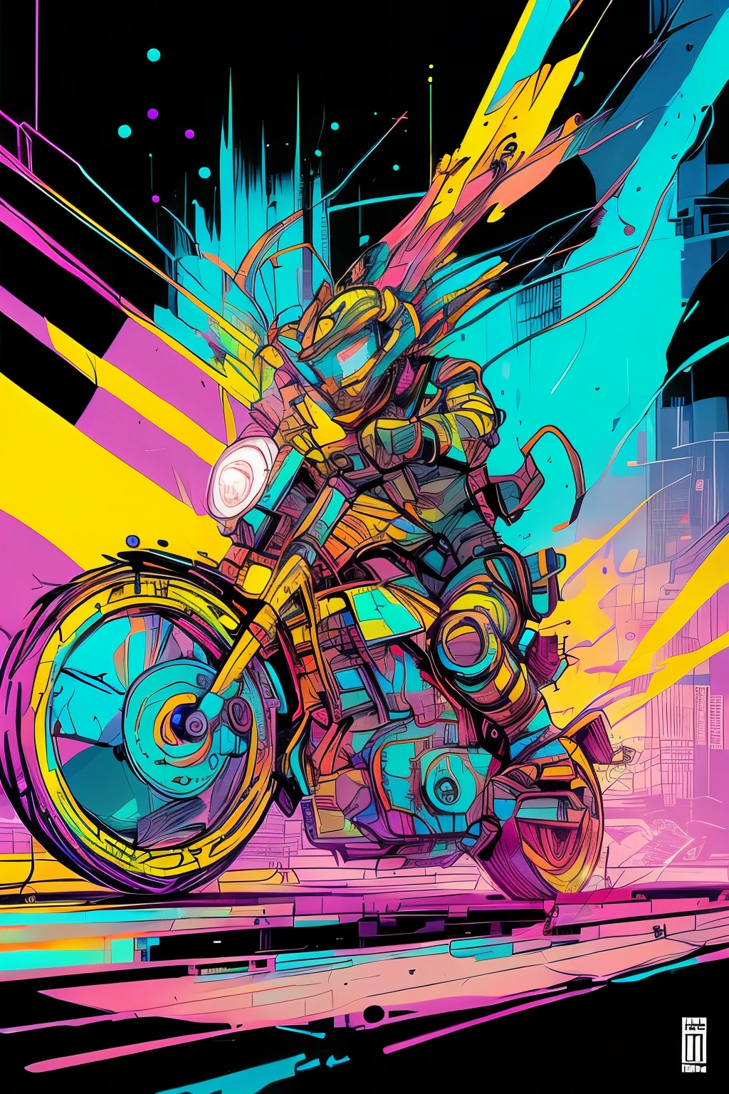 nvinkpunk, tank girl, bright brilliant colours, graffiti, abstract, new school