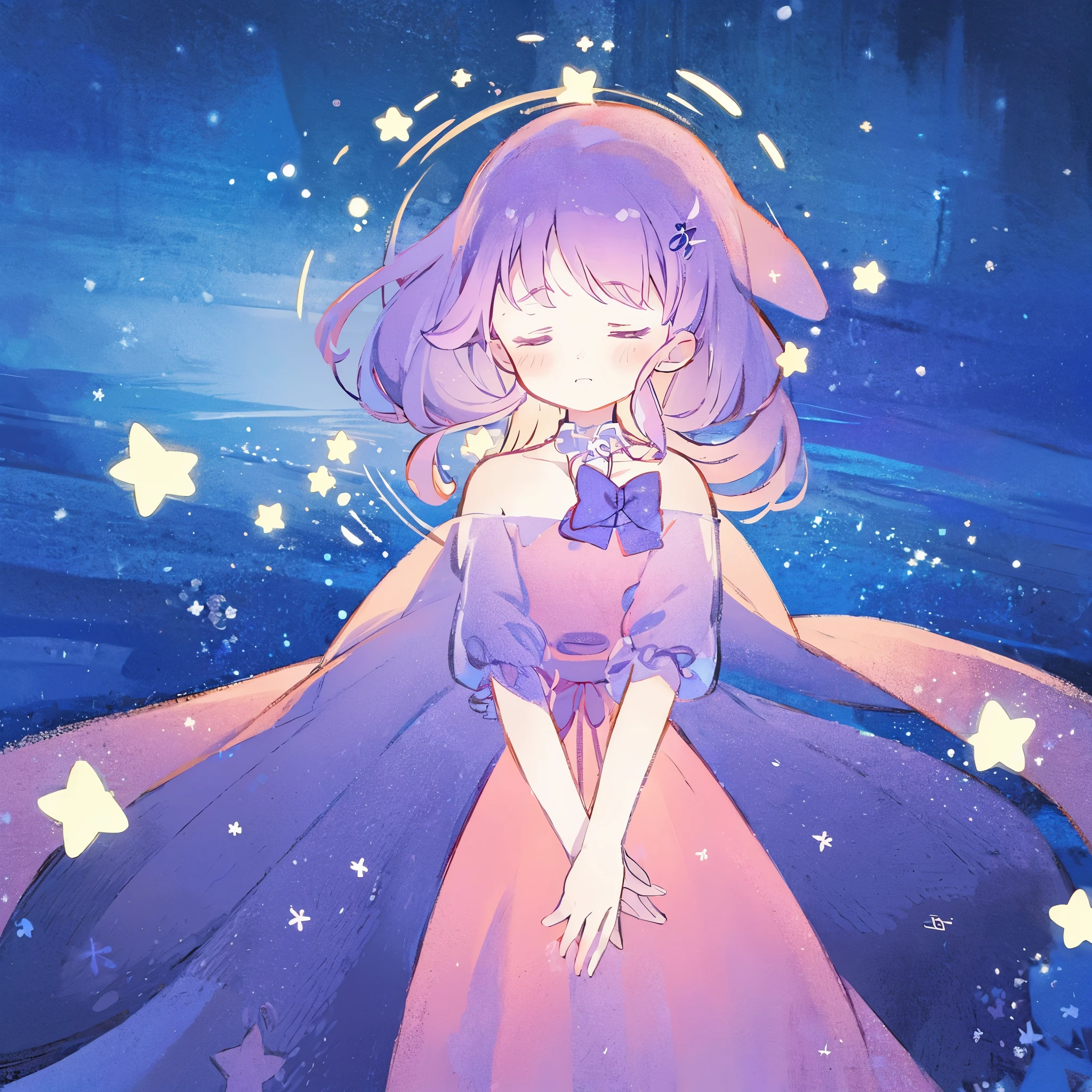 complex background, wishing star background, a woman wearing an ethereal mystical pink translucent dress that reflects the stars, perfume promo art, mystic, complex drawing, highly detailed, Covergirl brand, promo art, artistic rendition, ethereal, starry night, midjourney style